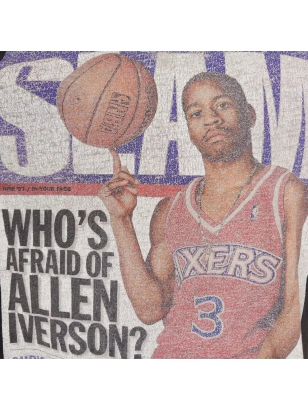 Allen Iverson T Shirt Mens Size Small Black Philadelphia 76ers Slam Magazine